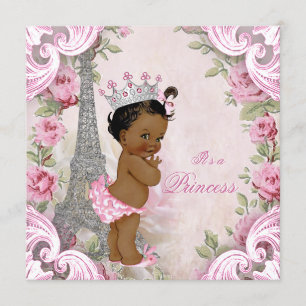 Ethnic Princess Vintage Paris Floral Baby Shower Invitation