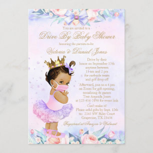 Ethnic Princess With Mask Drive By Baby Shower Invitation