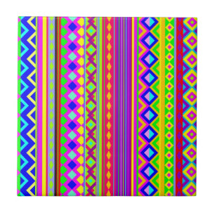 Ethnic Psychedelic Texture Pattern Ceramic Tile