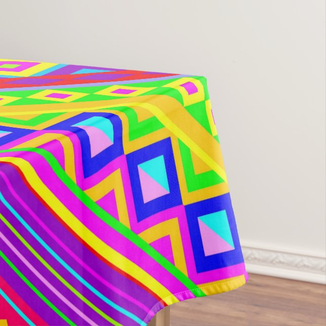 Ethnic Psychedelic Texture Pattern Tablecloth (In Situ)