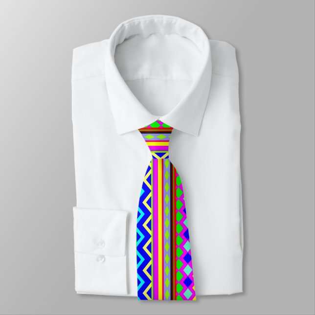 Ethnic Psychedelic Texture Pattern Tie (Tied)