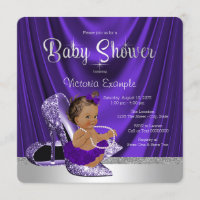 Ethnic Purple Ballerina High Heel Shoe Baby Shower