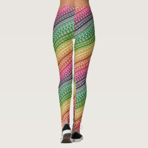 Ethnic, rainbow ornament leggings