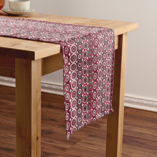 Ethnic Red and Grey Dots Table Runner (In Situ)