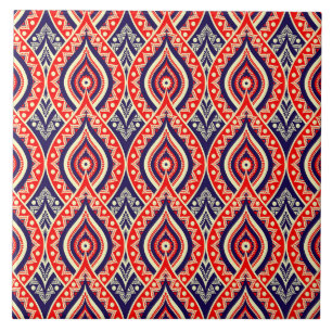 Ethnic red-gold colour Indian flower style pattern Ceramic Tile