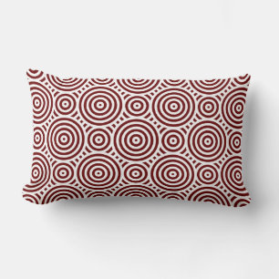 Ethnic Red & White Geometric Nested Circles Lumbar Cushion
