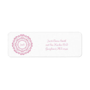 Ethnic retro floral pink Mandala Return Address Label