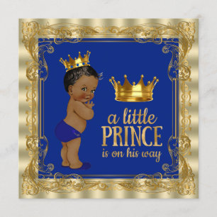 Ethnic Royal Blue Gold Royal Prince Baby Shower Invitation