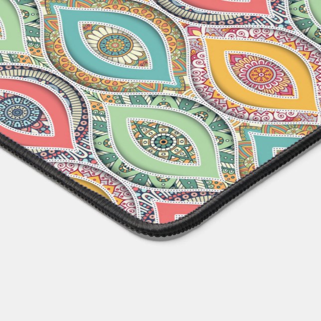 Ethnic Seamless Pattern Native Indian Floral Desk Mat (Corner)
