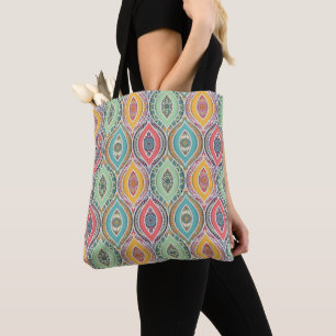 Ethnic Seamless Pattern Native Indian Floral Tote Bag