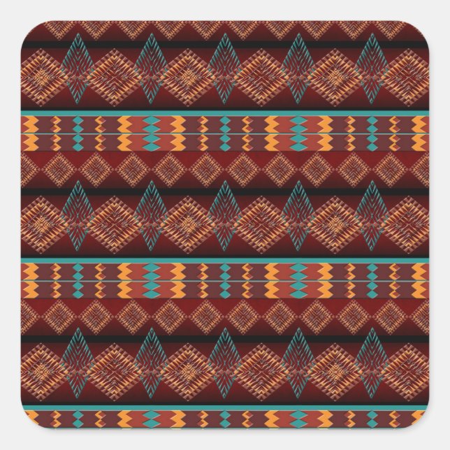 ethnic seamless pattern square sticker (Front)