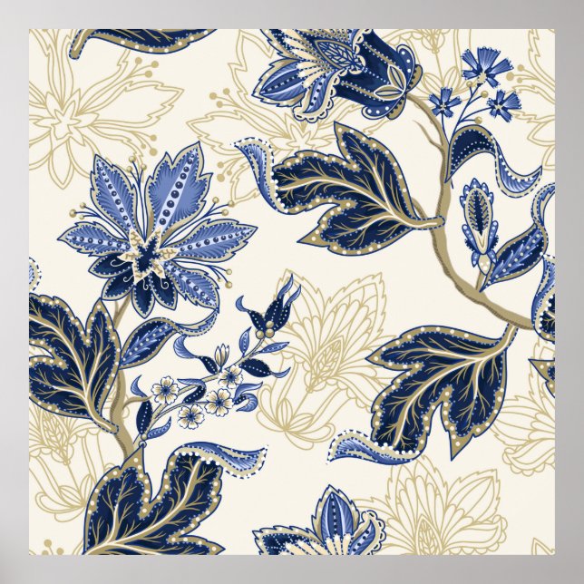 Ethnic seamless pattern with Indian ornament. Vint Poster (Front)
