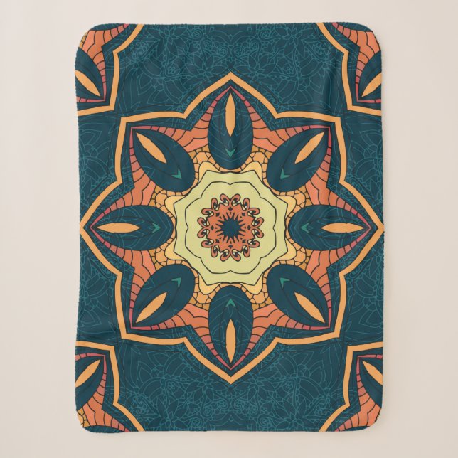 Ethnic seamless pattern with mandala. illustration sherpa blanket (Front)