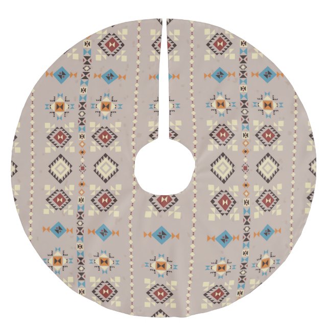 Ethnic: seamless tribal pattern brushed polyester tree skirt (Front)