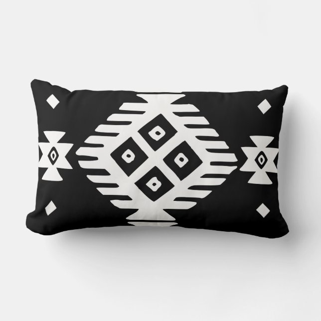 Ethnic Slavic native ornament boho bulgarian kilim Lumbar Cushion (Front)