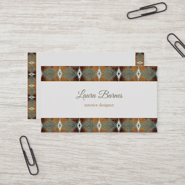 Ethnic southwest design. Text.   Business Card (Front/Back In Situ)
