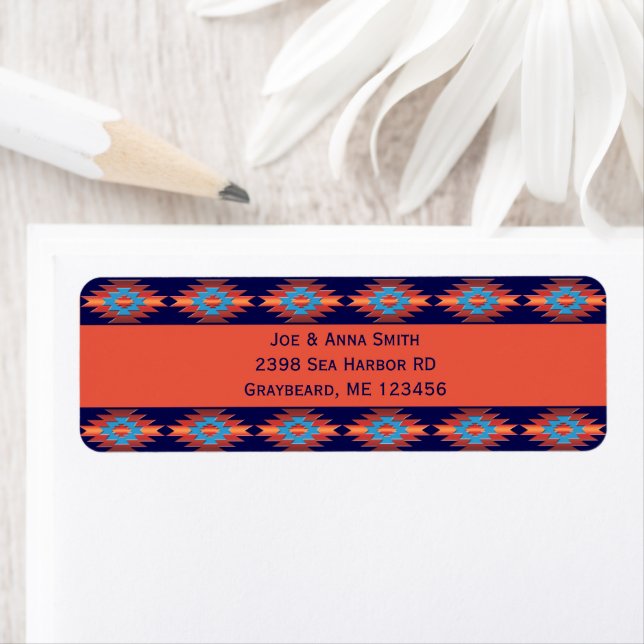 Ethnic Southwest geometric Design Return Address Label (Insitu)