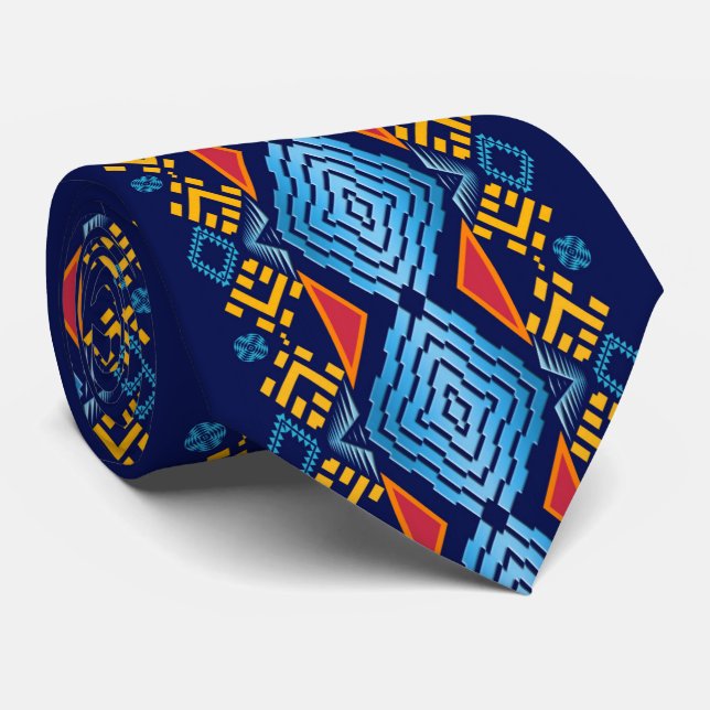 Ethnic southwest geometric pattern Neck Tie (Rolled)