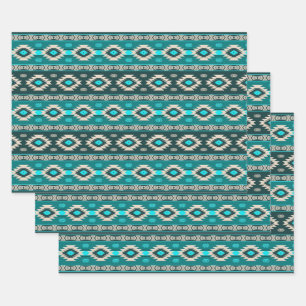 Ethnic Southwestern  Geometric Pattern Wrapping Pa Paper Sheet