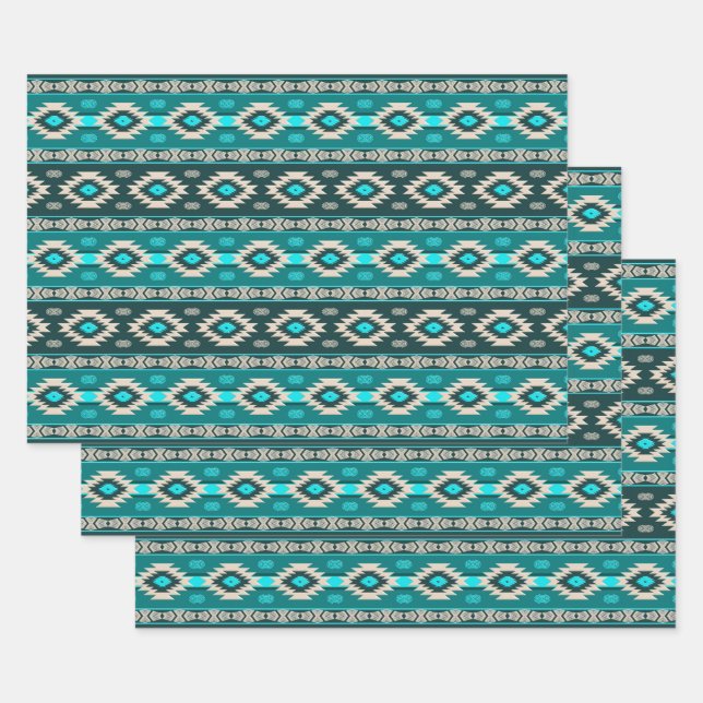 Ethnic Southwestern  Geometric Pattern Wrapping Pa Paper Sheet (Set)
