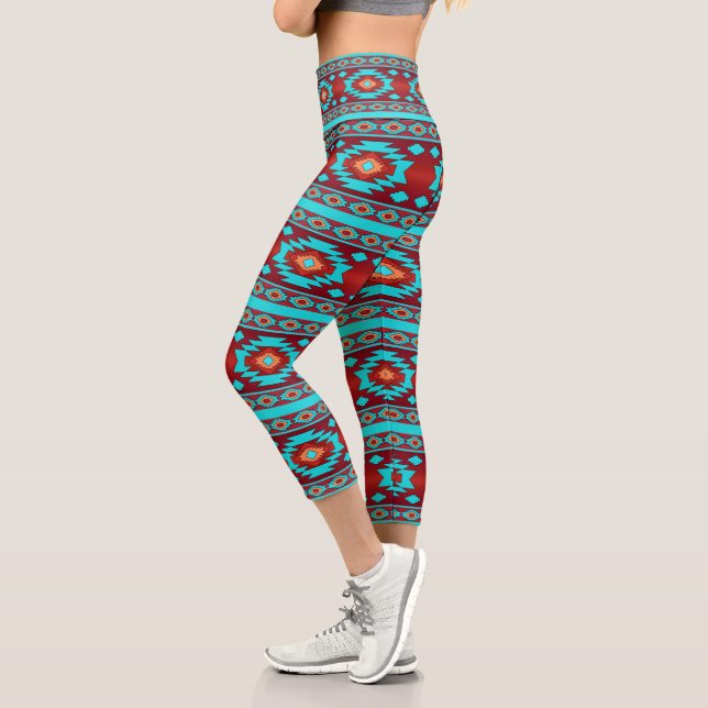 Ethnic southwestern pattern capri leggings (Left)