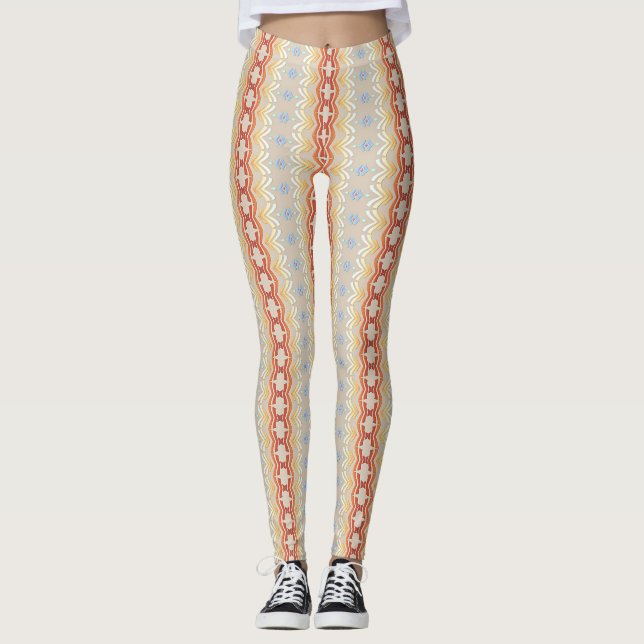Ethnic striped geometric pattern. leggings (Front)