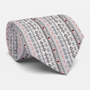 ethnic striped grey pink Mexican Oriental stylish Tie