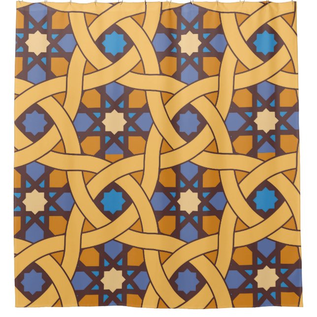 Ethnic Style Abstract Mosaic Pattern Shower Curtain (Front)