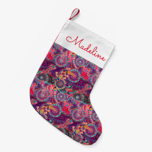 Ethnic Style Animal Pattern   Add Your Name Small Christmas Stocking