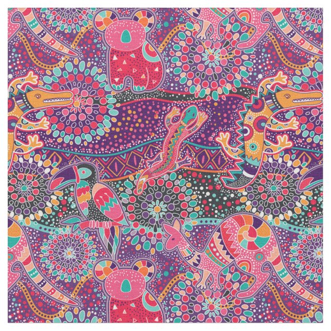 Ethnic Style Animal Pattern Fabric (Close Up)