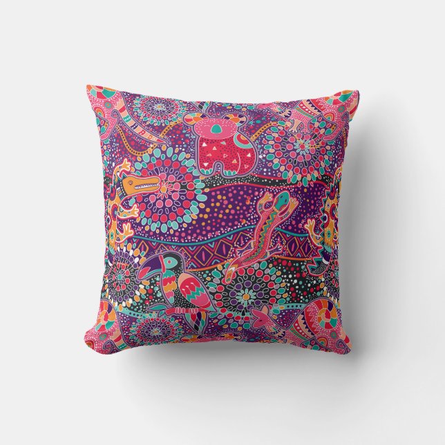 Ethnic Style Animal Pattern | Monogram Cushion (Front)
