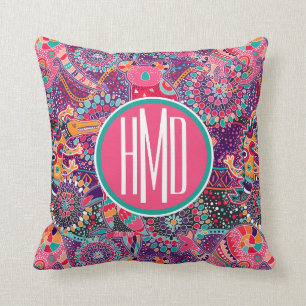 Ethnic Style Animal Pattern Monogram Cushion