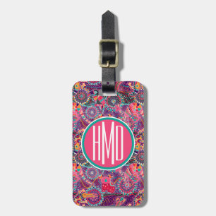 Ethnic Style Animal Pattern Monogram Luggage Tag