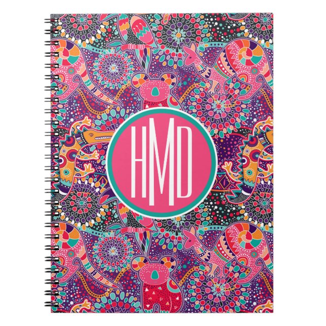 Ethnic Style Animal Pattern | Monogram Notebook (Front)