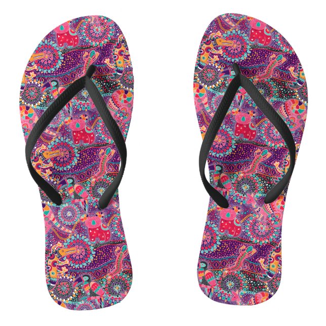 Ethnic Style Animal Pattern Thongs (Footbed)