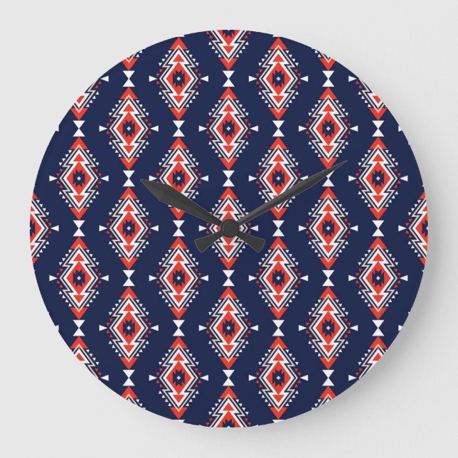 Ethnic style, geometric seamless pattern. large clock (Front)