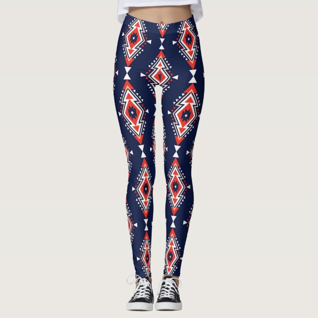 Ethnic style, geometric seamless pattern. leggings (Front)