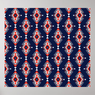 Ethnic style, geometric seamless pattern. poster