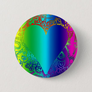Ethnic Style Heart Round Button