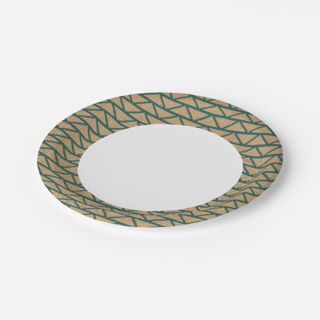 Ethnic Style Knitted Pattern Paper Plate (Angled)