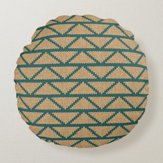 Ethnic Style Knitted Pattern Round Cushion (Front)