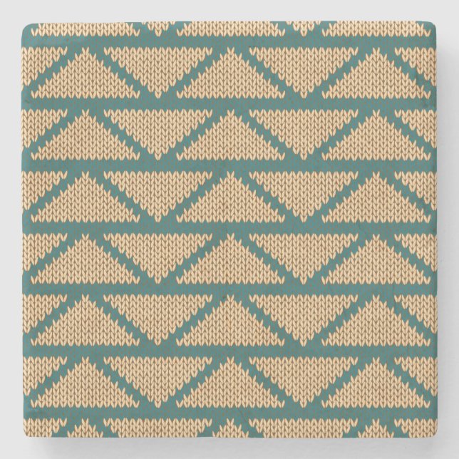 Ethnic Style Knitted Pattern Stone Coaster (Front)