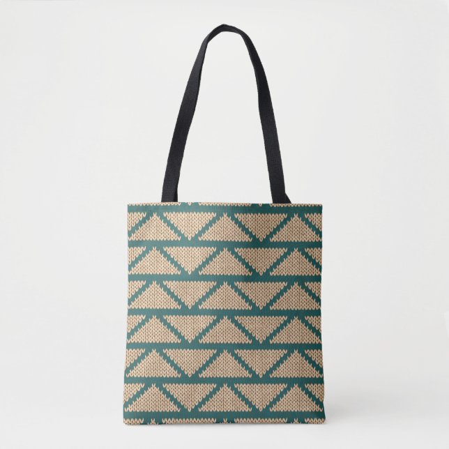 Ethnic Style Knitted Pattern Tote Bag (Front)