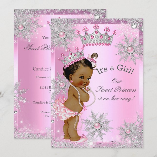 Ethnic Sweet Princess Baby Shower Wonderland Pink Invitation (Front/Back)