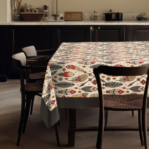 Ethnic Tablecloth with Feather and Arrow Motif