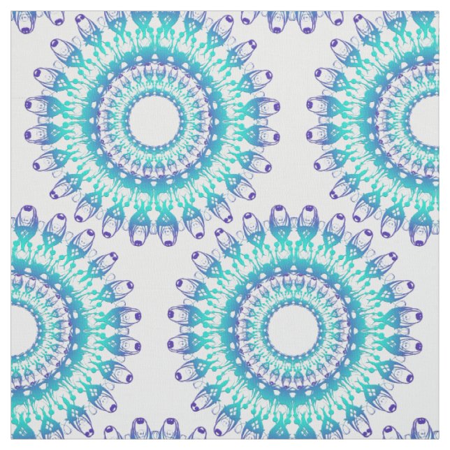 ethnic teal mandala. fabric (Swatch)