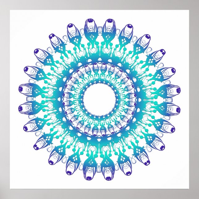 ethnic teal mandala. poster (Front)
