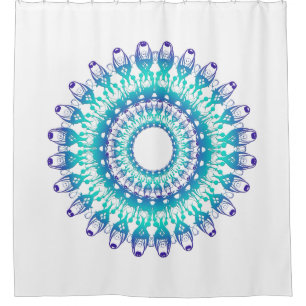 ethnic teal mandala shower curtain