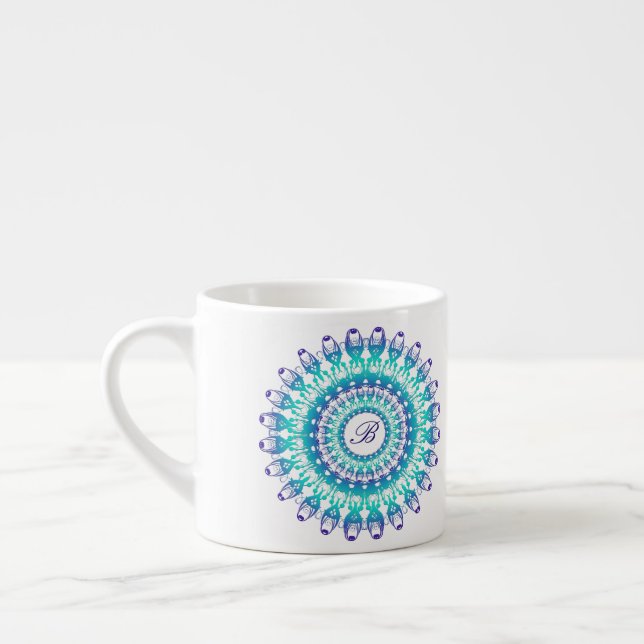 Ethnic tel mandala. monogram. espresso cup (Left)