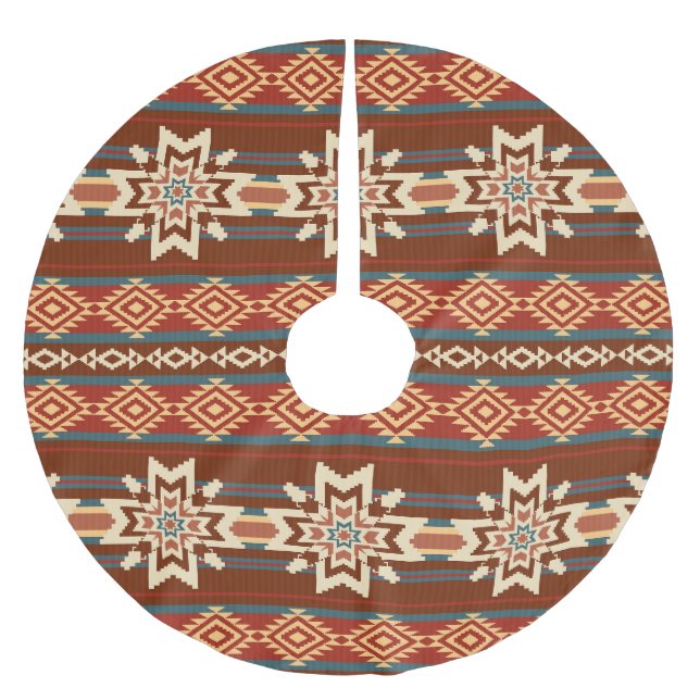 Ethnic Textile Stars: Abstract Pattern. Brushed Polyester Tree Skirt (Front)